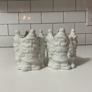 VTG White Santa Votive Candle Holder Japan
